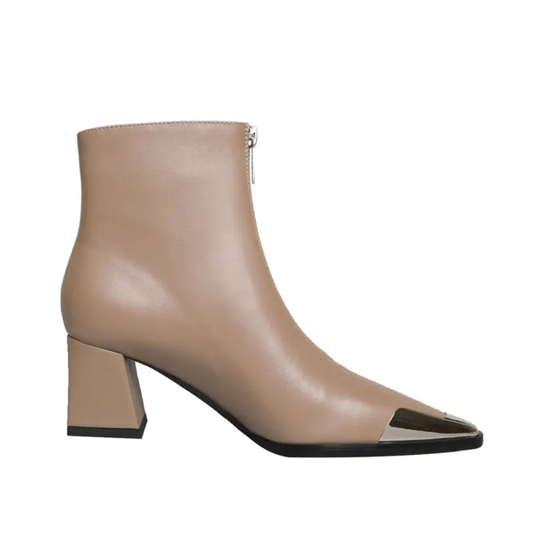 OEM Women's Pigskin Lining Ankle Boots with Chunky Heel (4).jpg