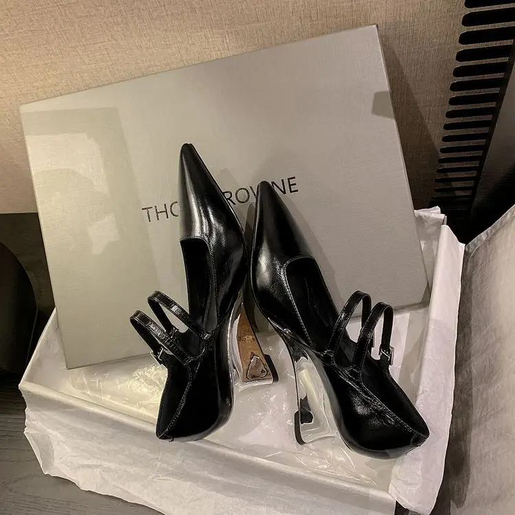 Silver Wedge Heel Mary Jane Pumps 6.5cm Black Leather (13).jpg