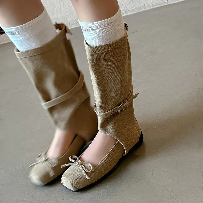 2025 Custom Ballet Wedge Heel Mid-Calf Buckle Boots (4).jpg