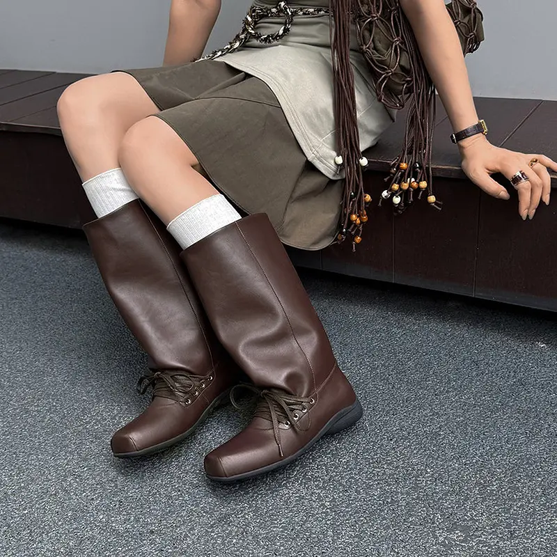 Q.L Codex Brown Leather Western Mid-Calf Pull-On Boots (3).jpg