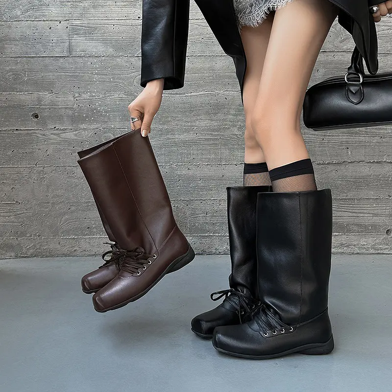 Q.L Codex Brown Leather Western Mid-Calf Pull-On Boots (17).jpg