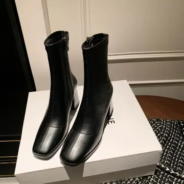 Stylish Chunky Heel Square Toe Boots: Fleece-Lined, Non-Slip, OEM