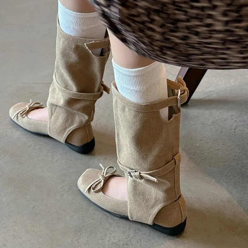 2025 Custom Ballet Wedge Heel Mid-Calf Buckle Boots (3).jpg