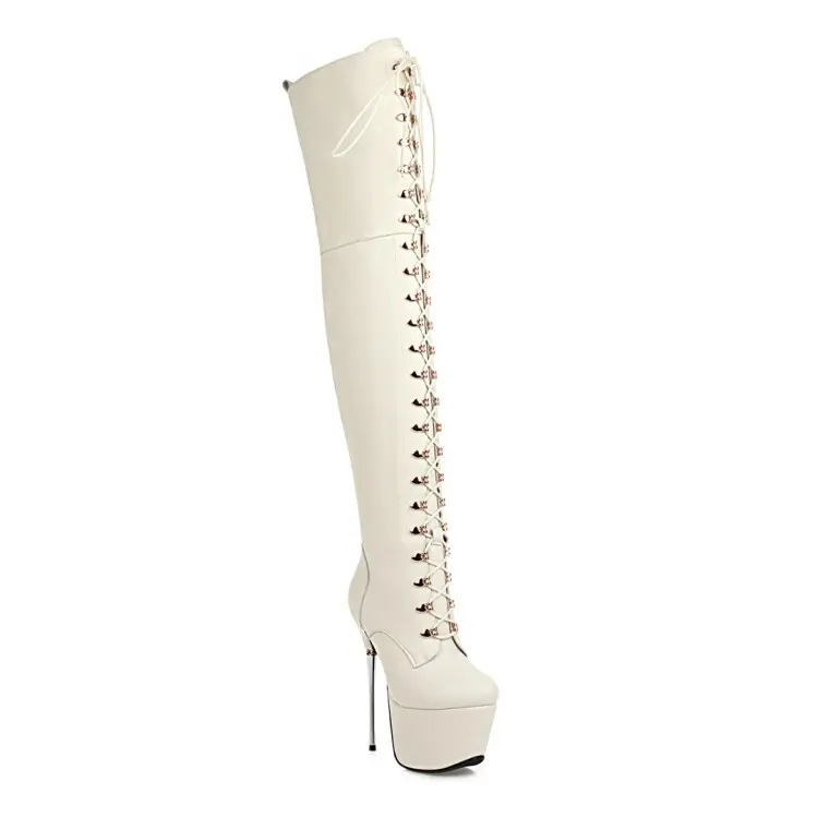 Silver 16cm Extreme Heel Western Over-The-Knee Lace-Up Boots (9).jpg