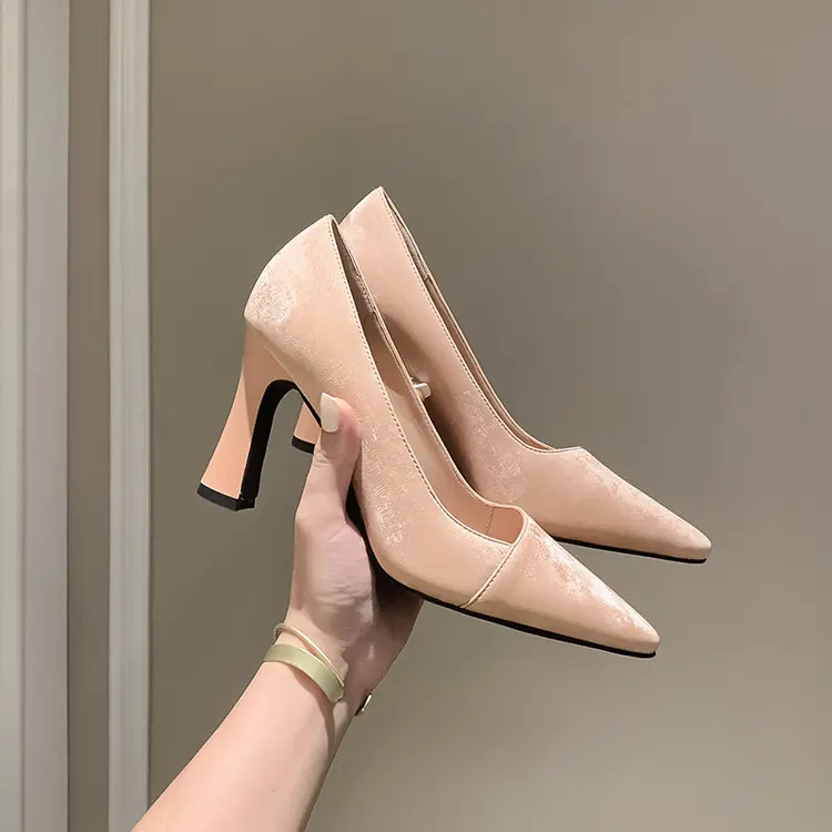 Apricot Korea Style Women's Pumps Genuine Leather Slip-Ons (6).jpg