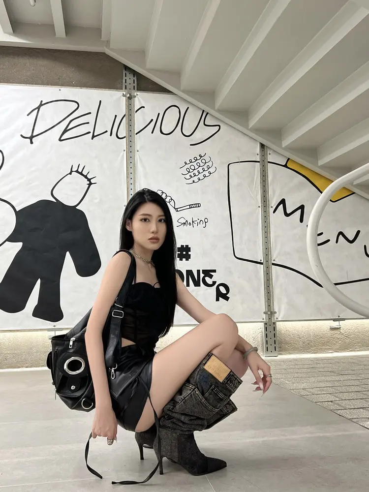 7cm Stiletto Pull-On Women's Knee-High Denim Heel Boots (28)