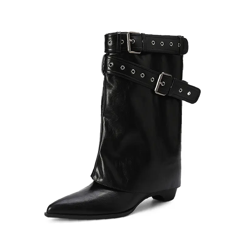 Women's Sexy Buckle Strap Knee High Chunky Heel Boots (2).jpg