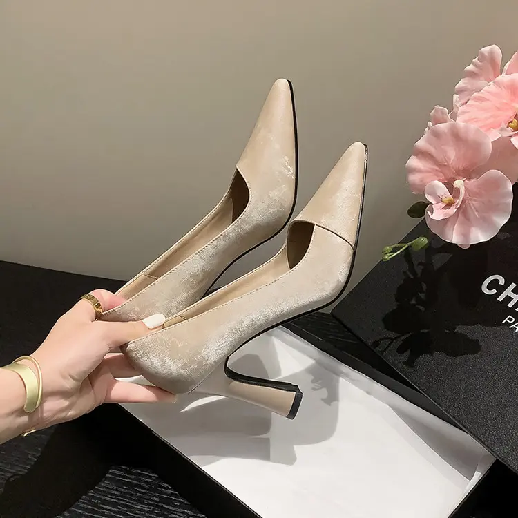 Apricot Korea Style Women's Pumps Genuine Leather Slip-Ons (9).jpg