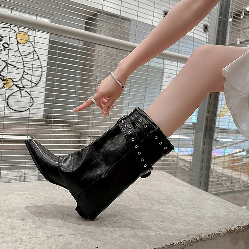 Women's Sexy Buckle Strap Knee High Chunky Heel Boots (6).jpg