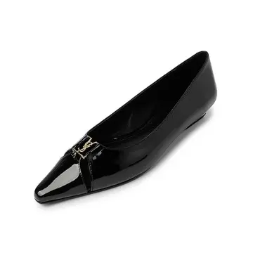 Women's 2025 Metal Buckle Patent Leather Flats