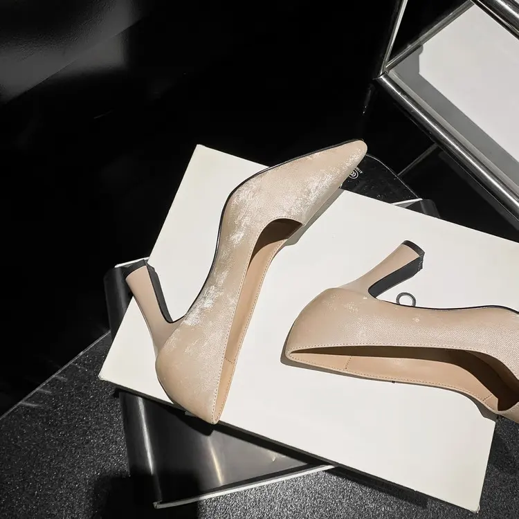 Apricot Korea Style Women's Pumps Genuine Leather Slip-Ons (16).jpg