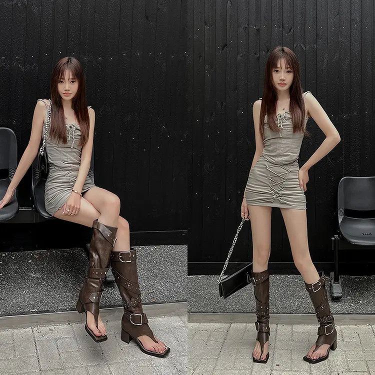 Women’s Sexy All season Knee-High Boots with open Toe 7718 (3)