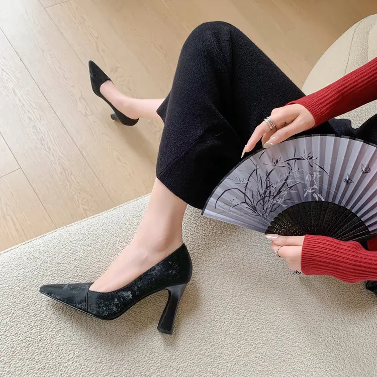 Apricot Korea Style Women's Pumps Genuine Leather Slip-Ons (22).jpg