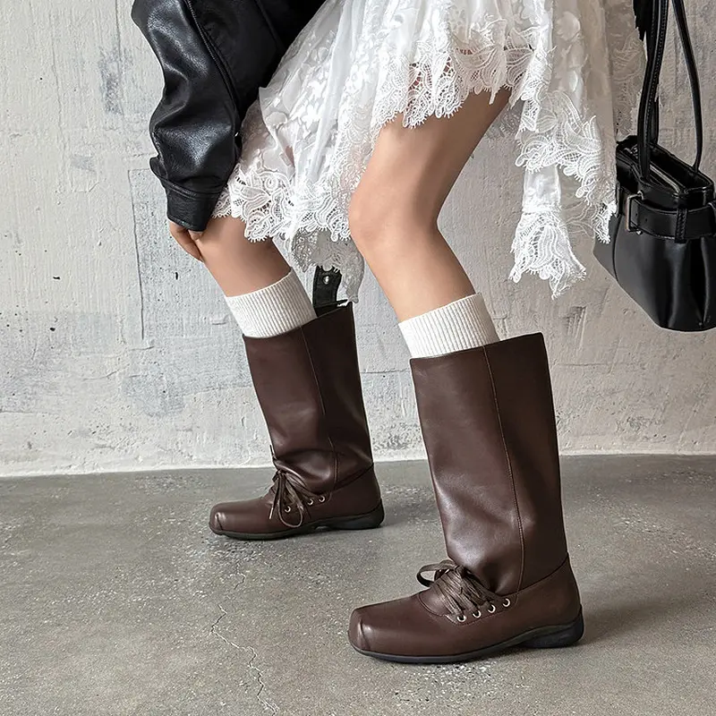 Q.L Codex Brown Leather Western Mid-Calf Pull-On Boots (8).jpg