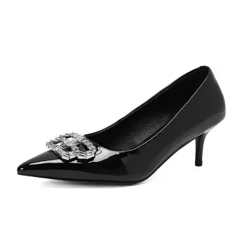 Black Rhinestone 9cm High Heels - Party Pumps