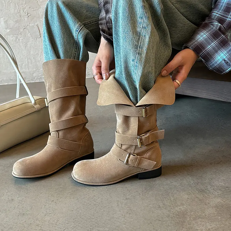 Q.L Codex Brown Suede Western Mid-Calf Boots (2).jpg