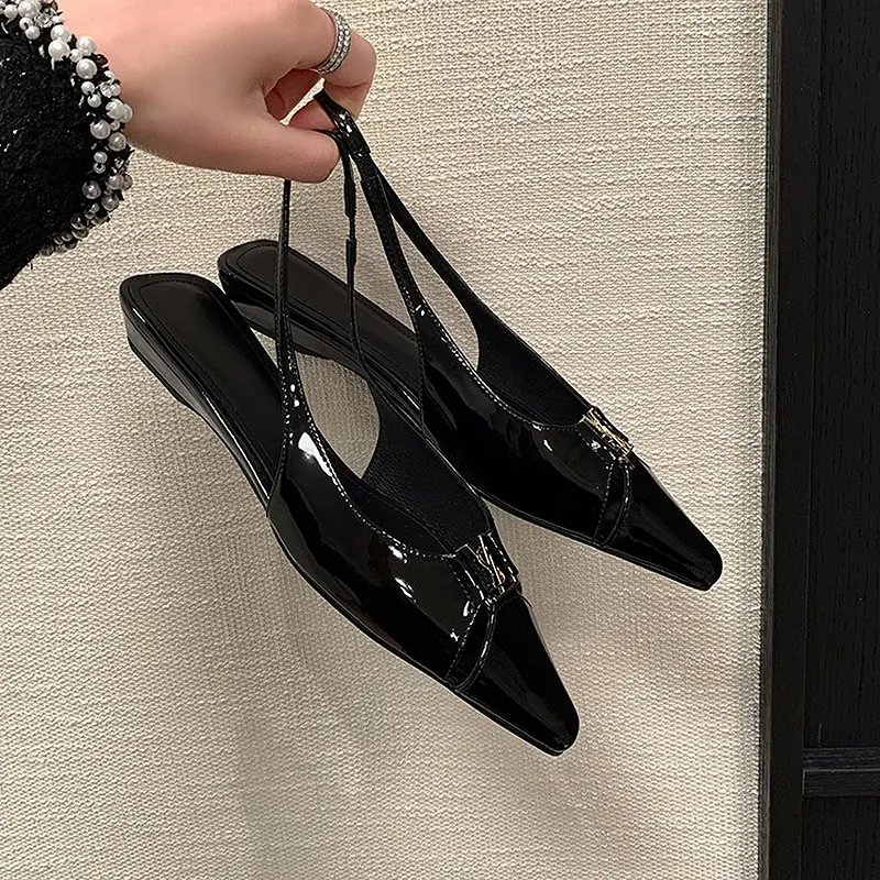 Women's 2025 Metal Buckle Patent Leather Flats (1).jpg