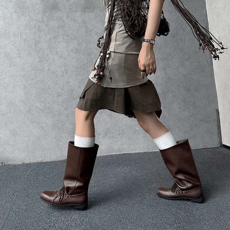 Q.L Codex Brown Leather Western Mid-Calf Pull-On Boots (11).jpg