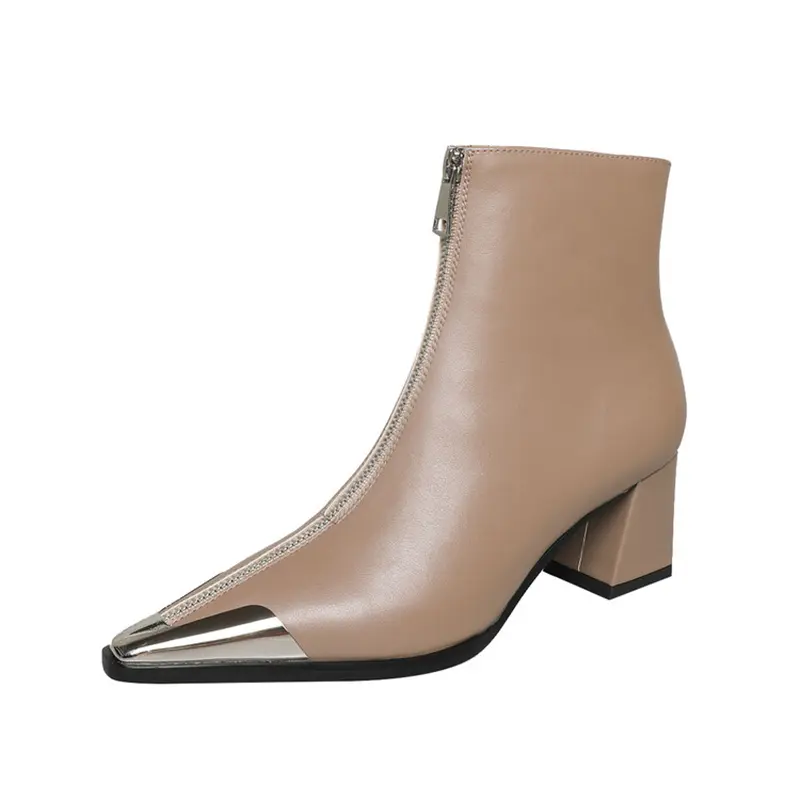 OEM Women's Pigskin Lining Ankle Boots with Chunky Heel (1).jpg