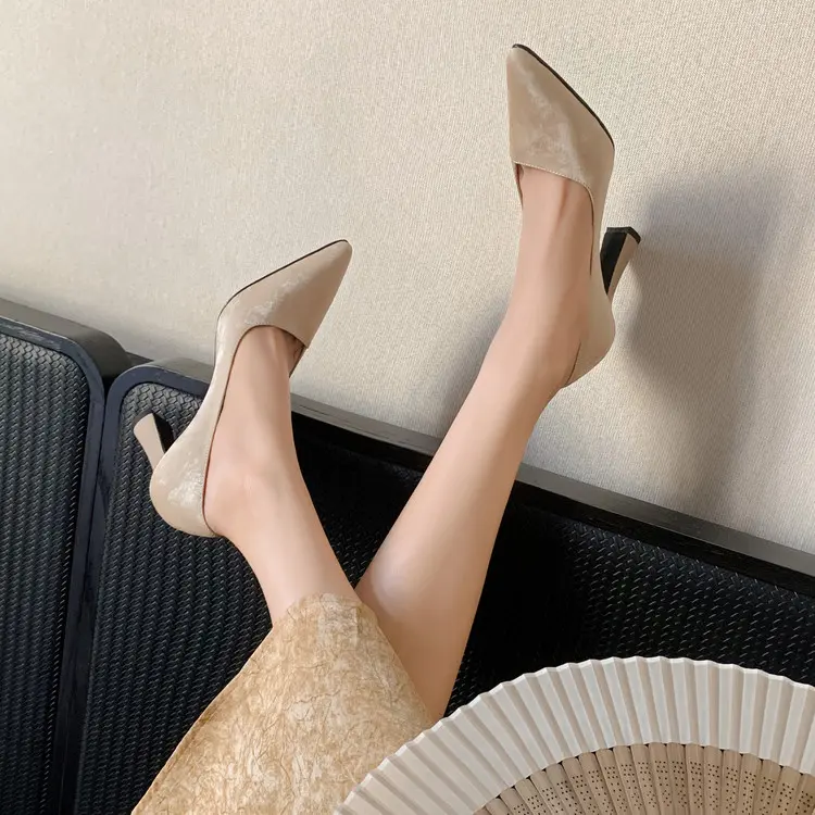 Apricot Korea Style Women's Pumps Genuine Leather Slip-Ons (19).jpg