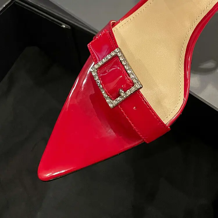 Women's 8cm stiletto pointed-toe sheepskin sandals  (16)