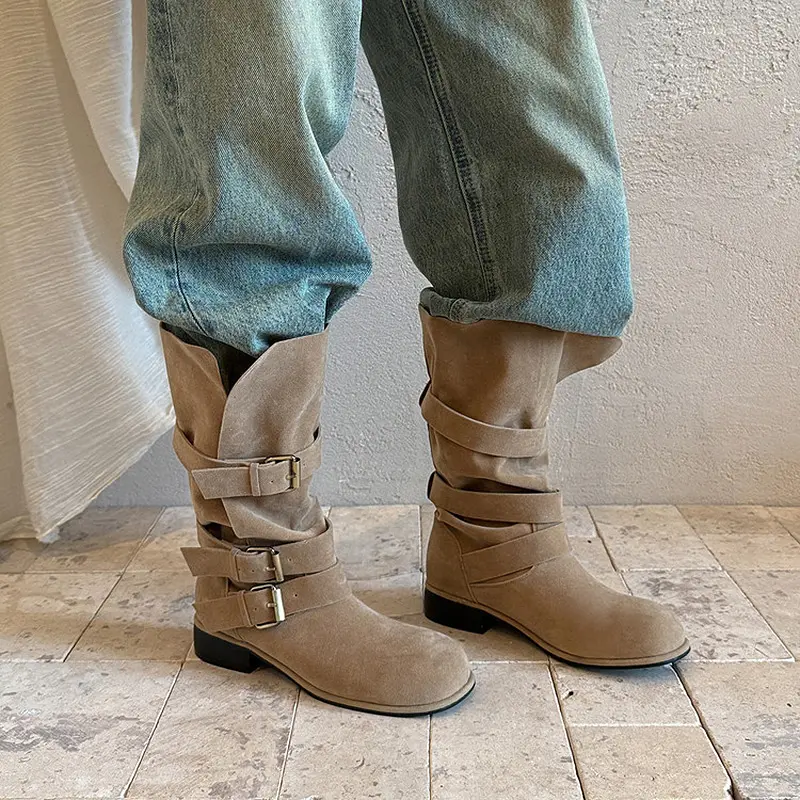 Q.L Codex Brown Suede Western Mid-Calf Boots (1).jpg